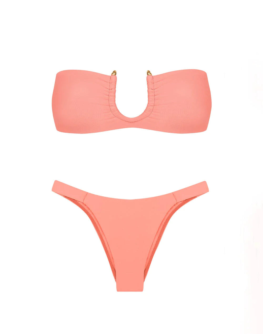 Solid Cora Bandeau Top Peach - Bikini Top