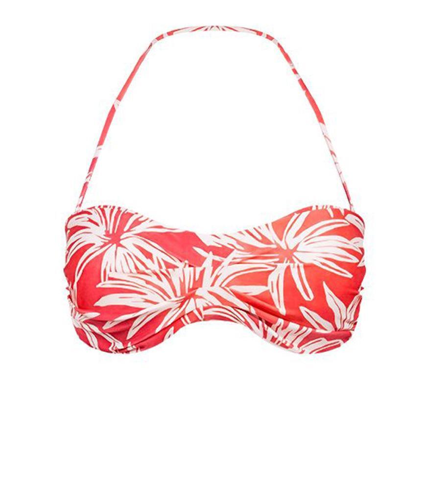 Palm Pleats Bandeau Top - Bikini Top
