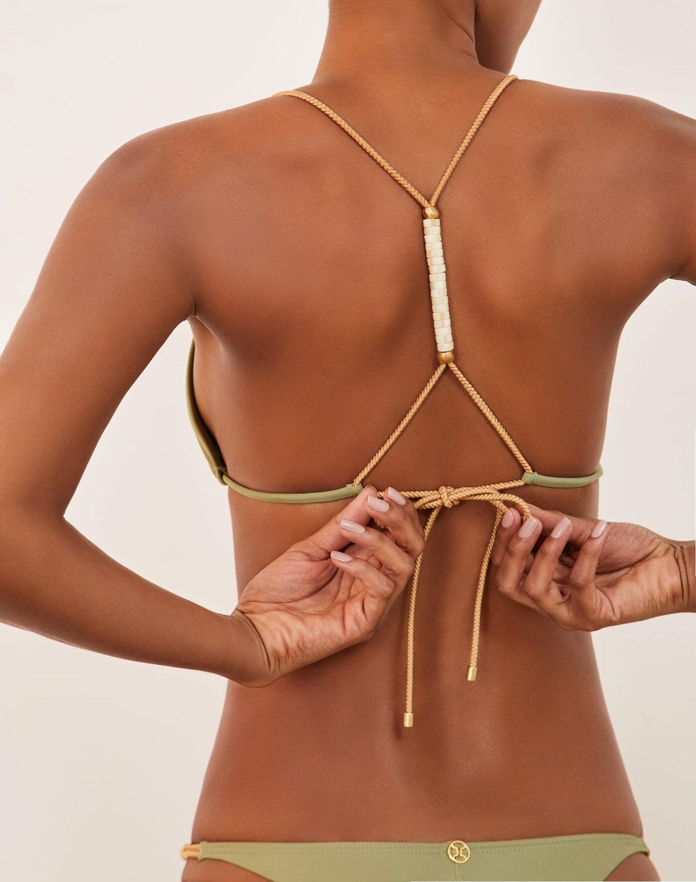 Solid Brooke Tback Top Olive - Bikini Top