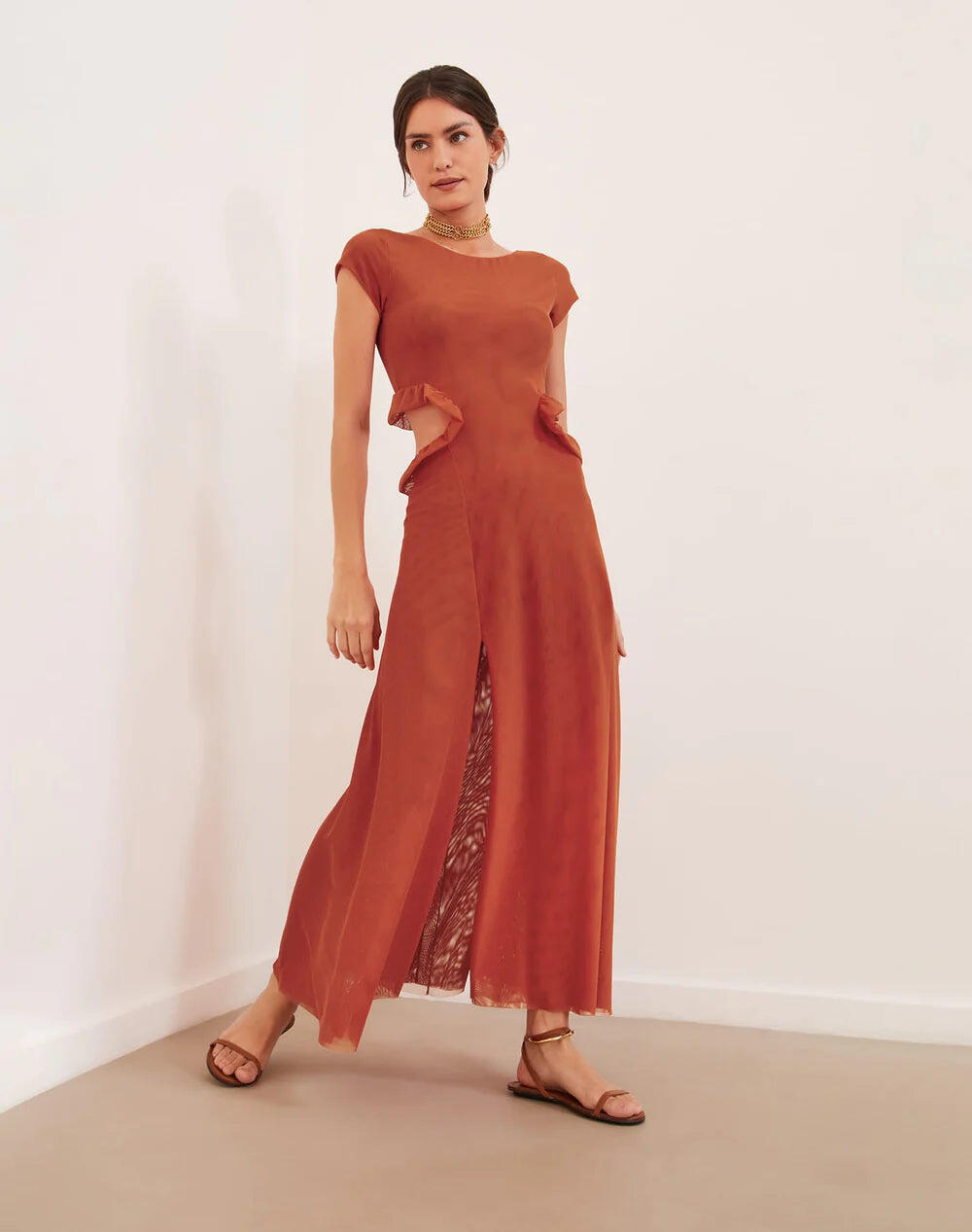 Solid Evie Long Dress Orange