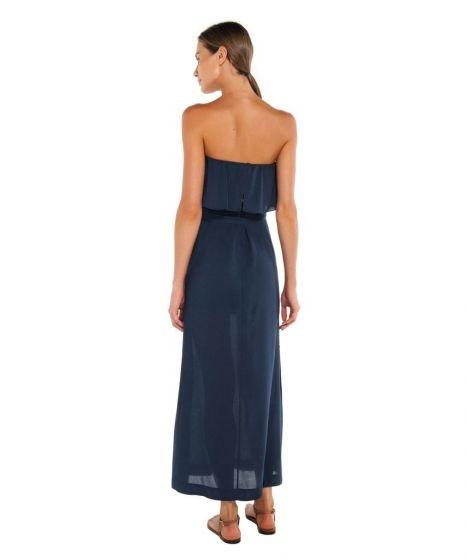Vix Solid Glenda Long Dress Navy - Dress