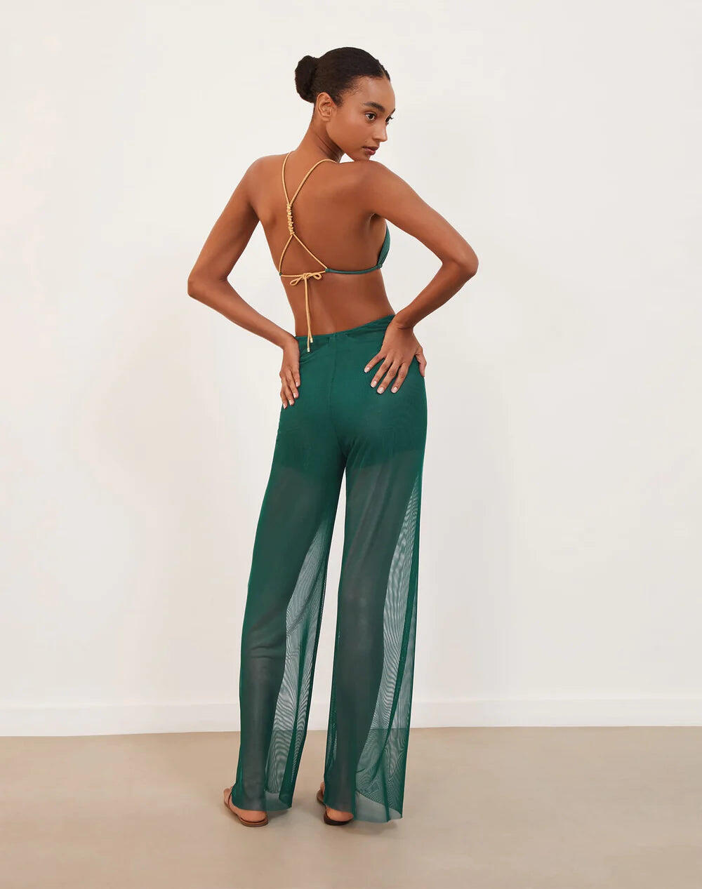 Solid Pareo Pants Green - Trousers
