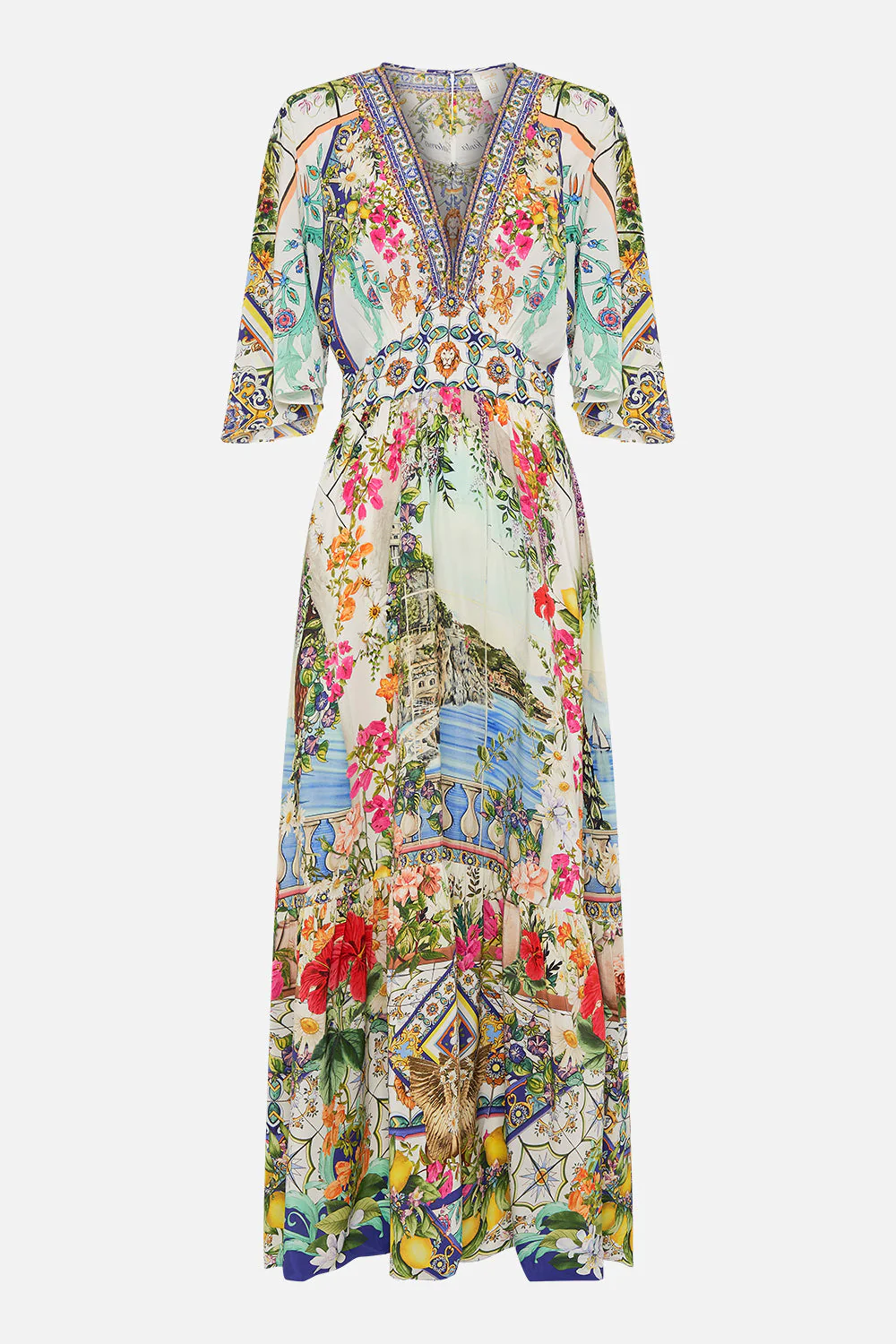 Waisted Dress With Hem Ruffle Amalfi Amore - Dress