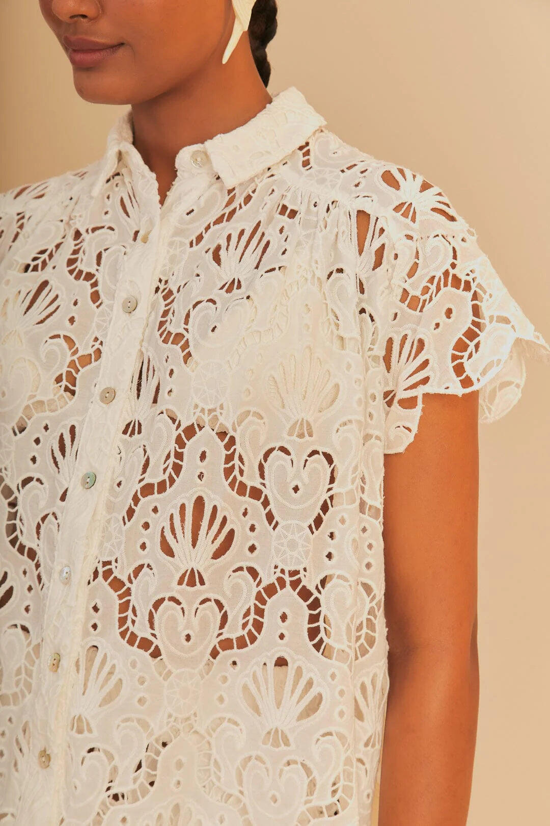 White Seashell Eyelet Shirt