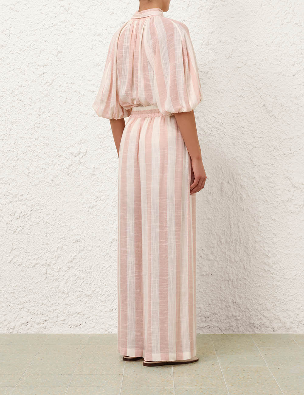 Acacia Wide Leg Pink Cream Stripe - Trousers