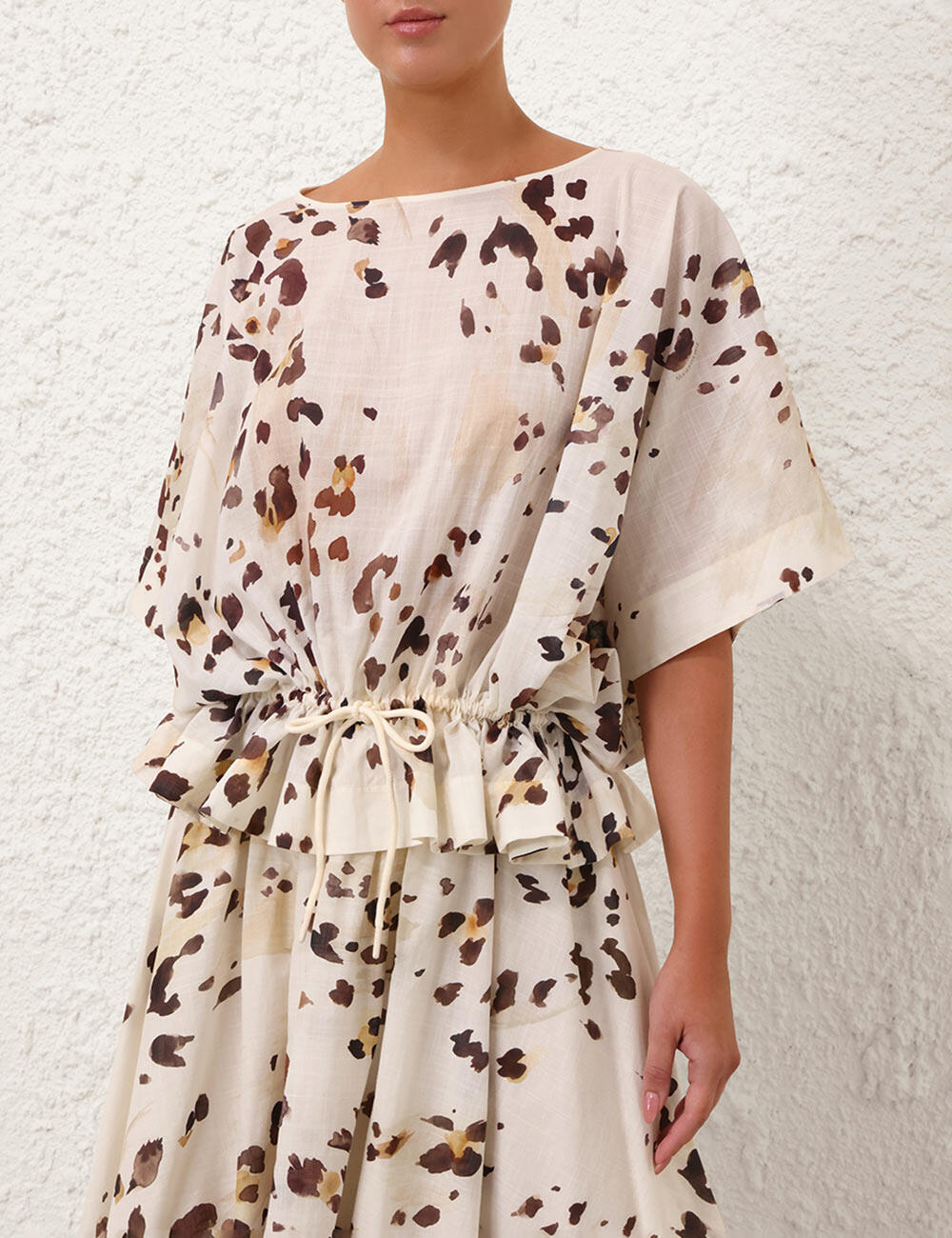Acacia Draw Waist Top Watercolour Leopard - Top
