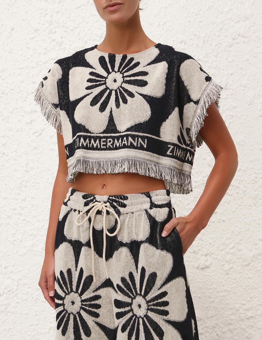 Halliday Towelling Crop Top - Top