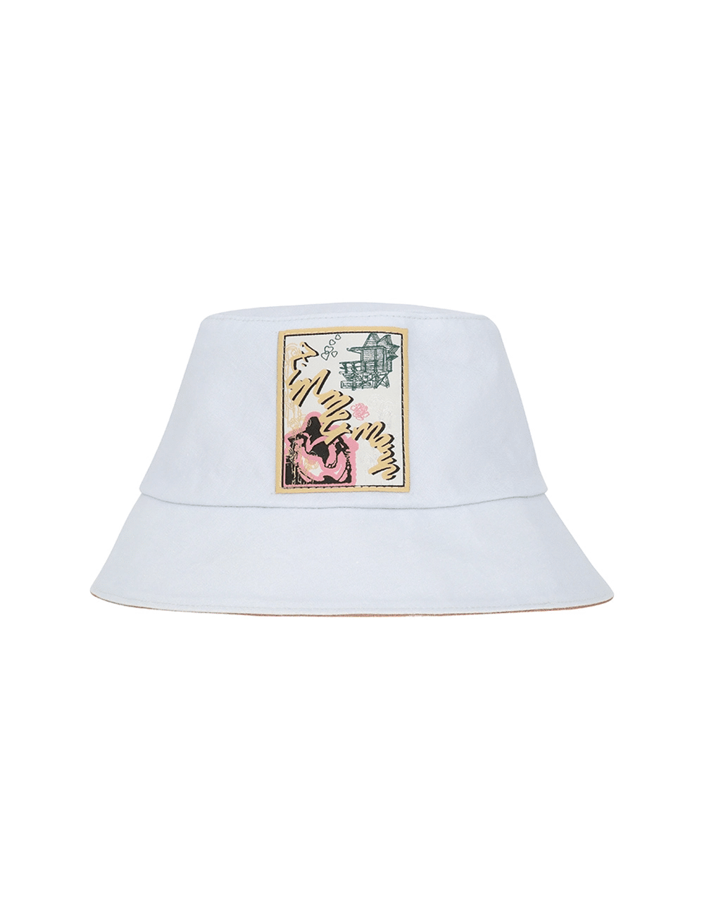 Printed Canvas Bucket Hat Blue Floral - ONE SIZE - Hat