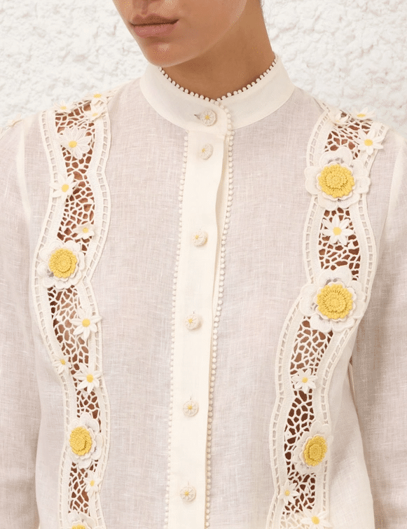 Everley Flower Trim Shirt - Top