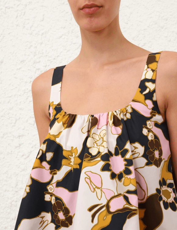 Maxine Cropped Cami Yellow Kaleidoscope Floral - Top