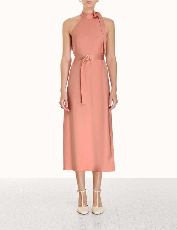 Neck Tie Halter Dress Lipstick - Dress