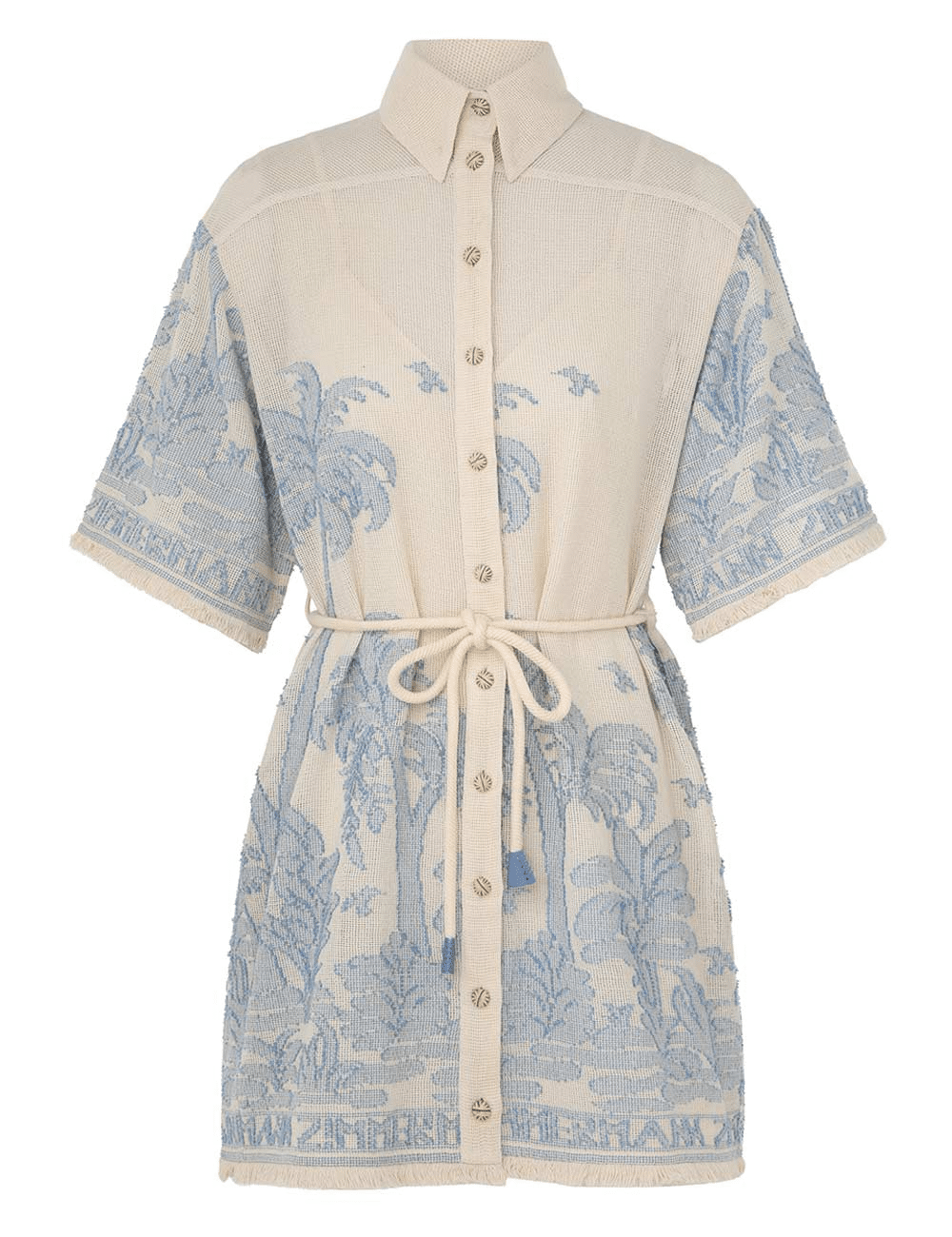 Ottie Palm Shirt Dress Cream/Blue