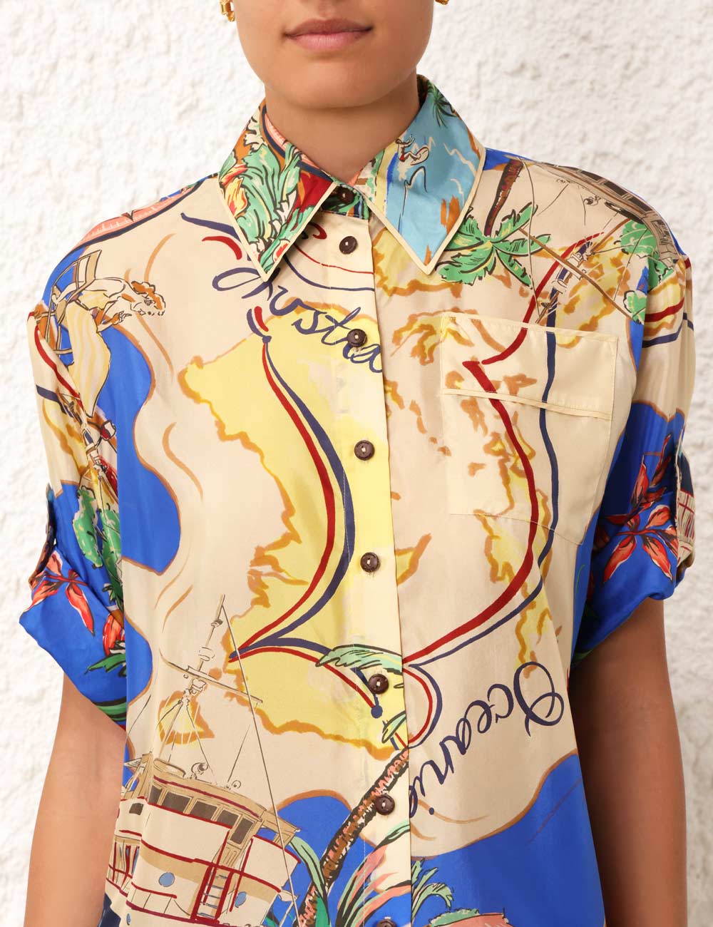 Alight Short Sleeve Shirt Nautical Map - Top