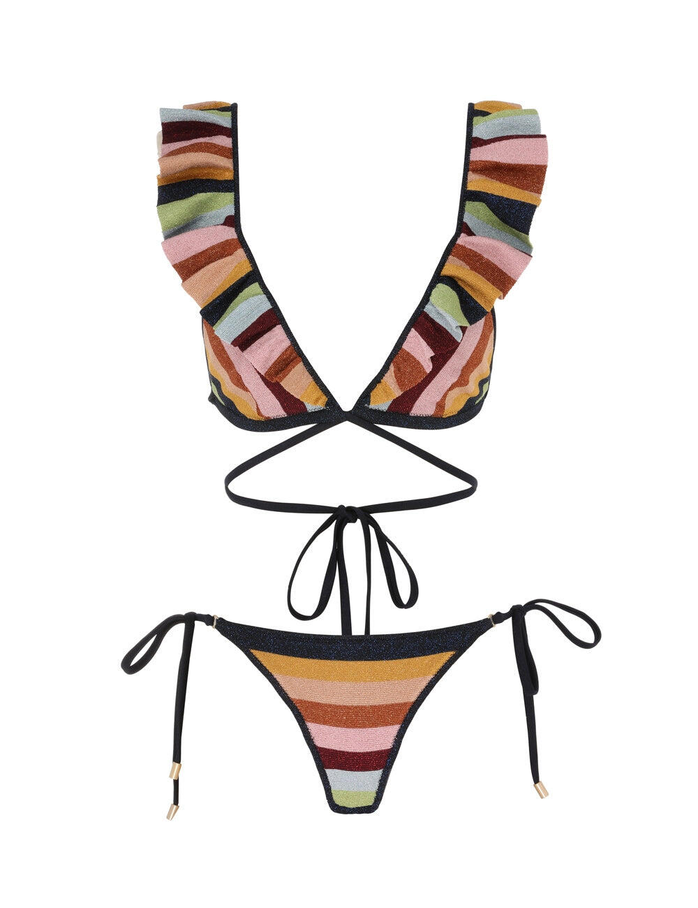 Alight Lurex Knit Wrap Bikini Lurex Multi Stripe - Bikini