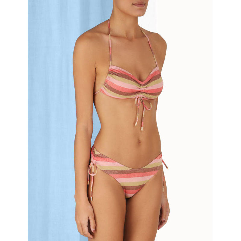 Vacay Lurex Ruched Side Bikini Lurex/Multi Stripe - Bikini