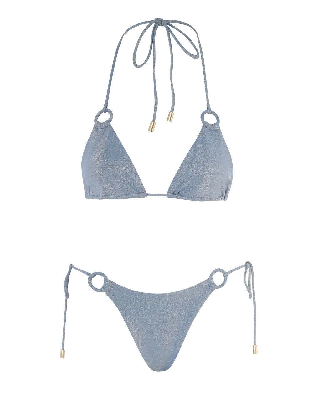 August Lurex Ring Tie Bikini Dusty Blue - Bikini