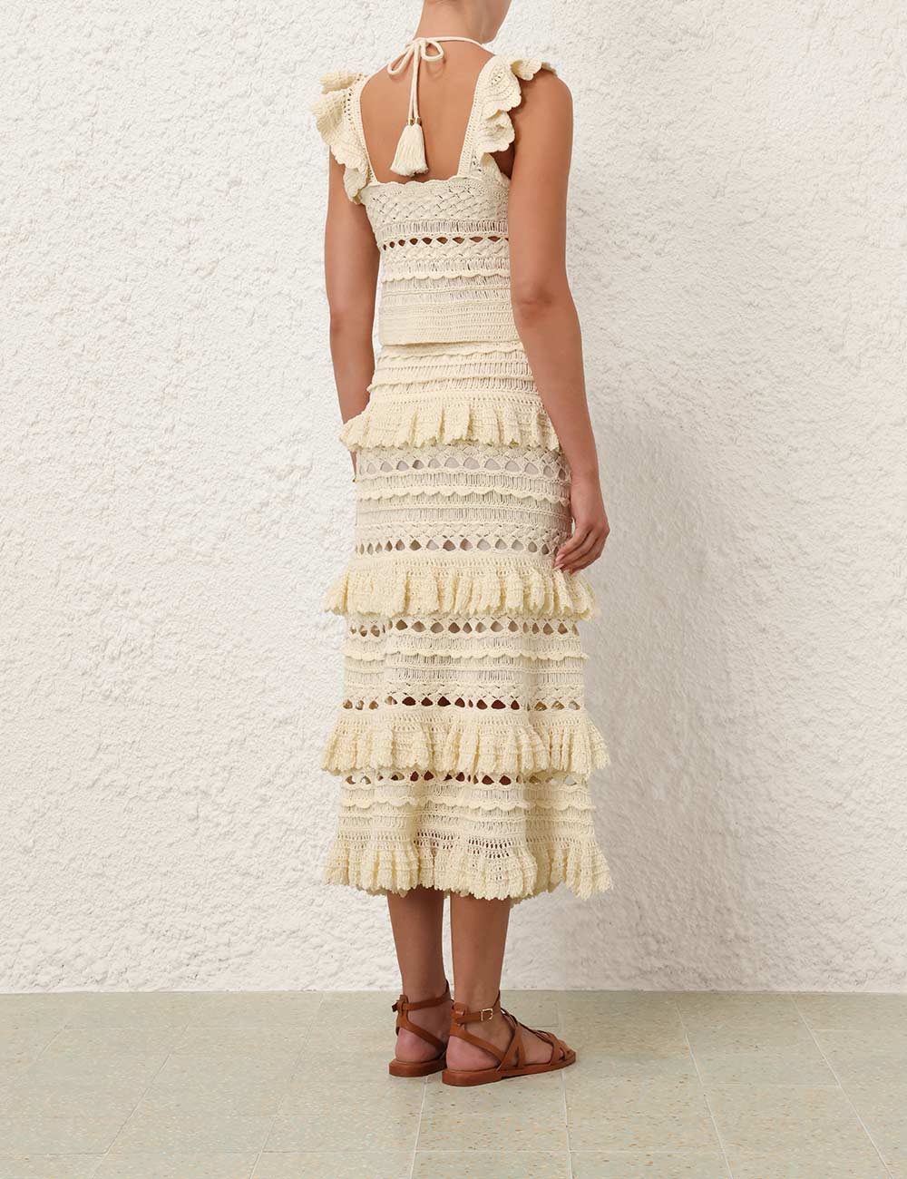 Waverly Midi Shirt Crochet Cream - Skirt