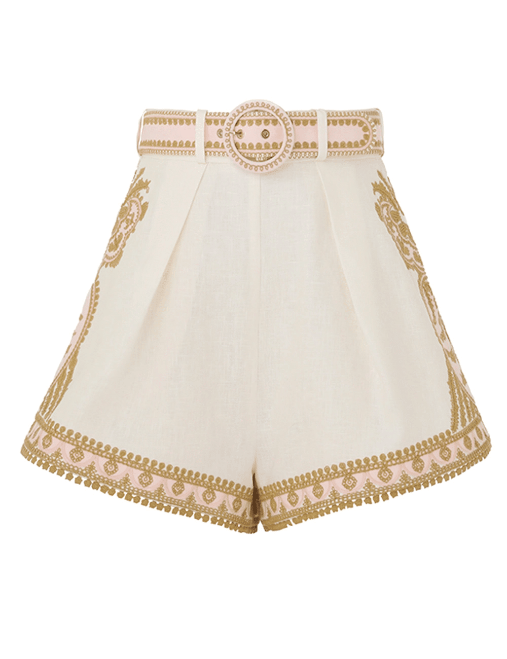 Waverly Embroidered Tuck Short In Cream/Gold