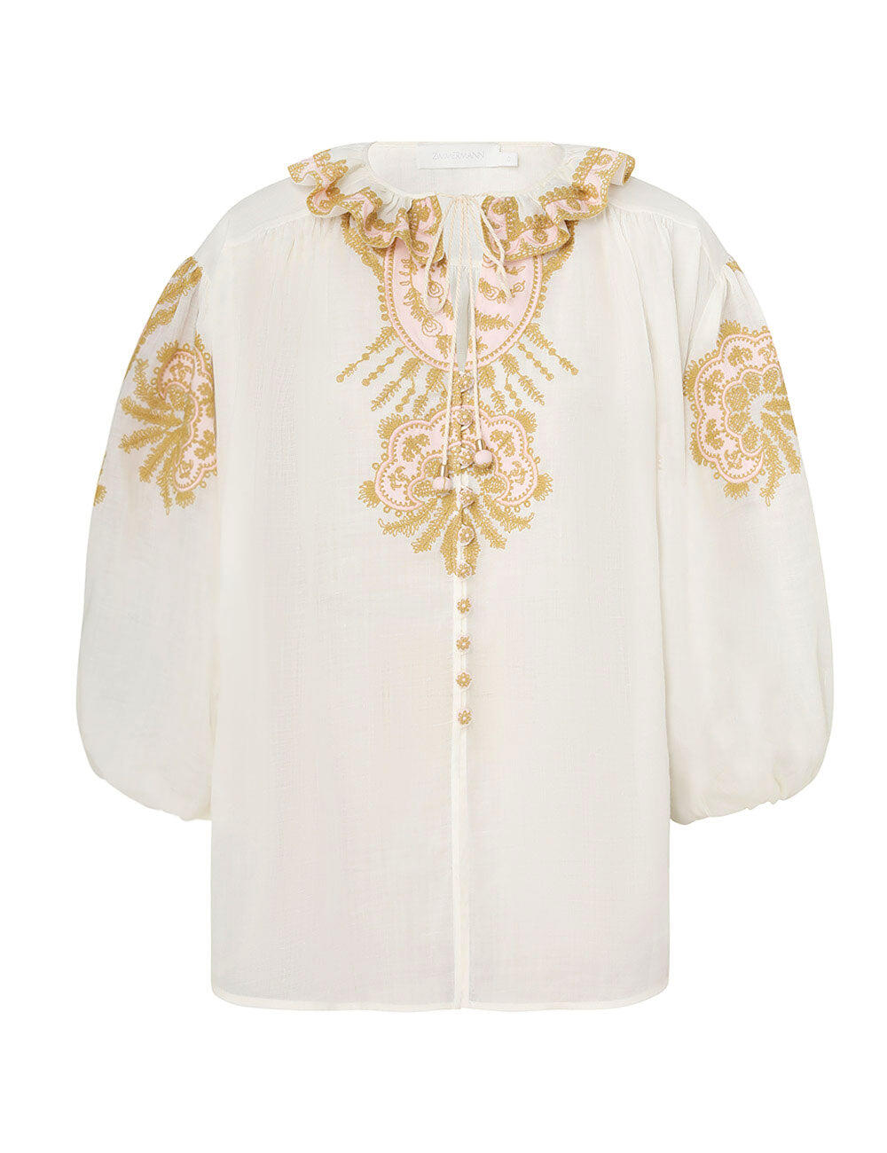 Waverly Embroidered Top in Cream/Gold