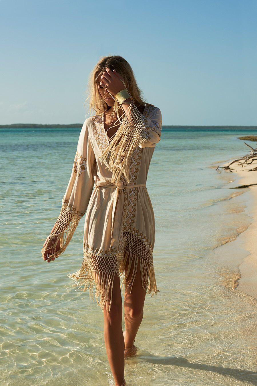 Embroidered Fringe Cover up