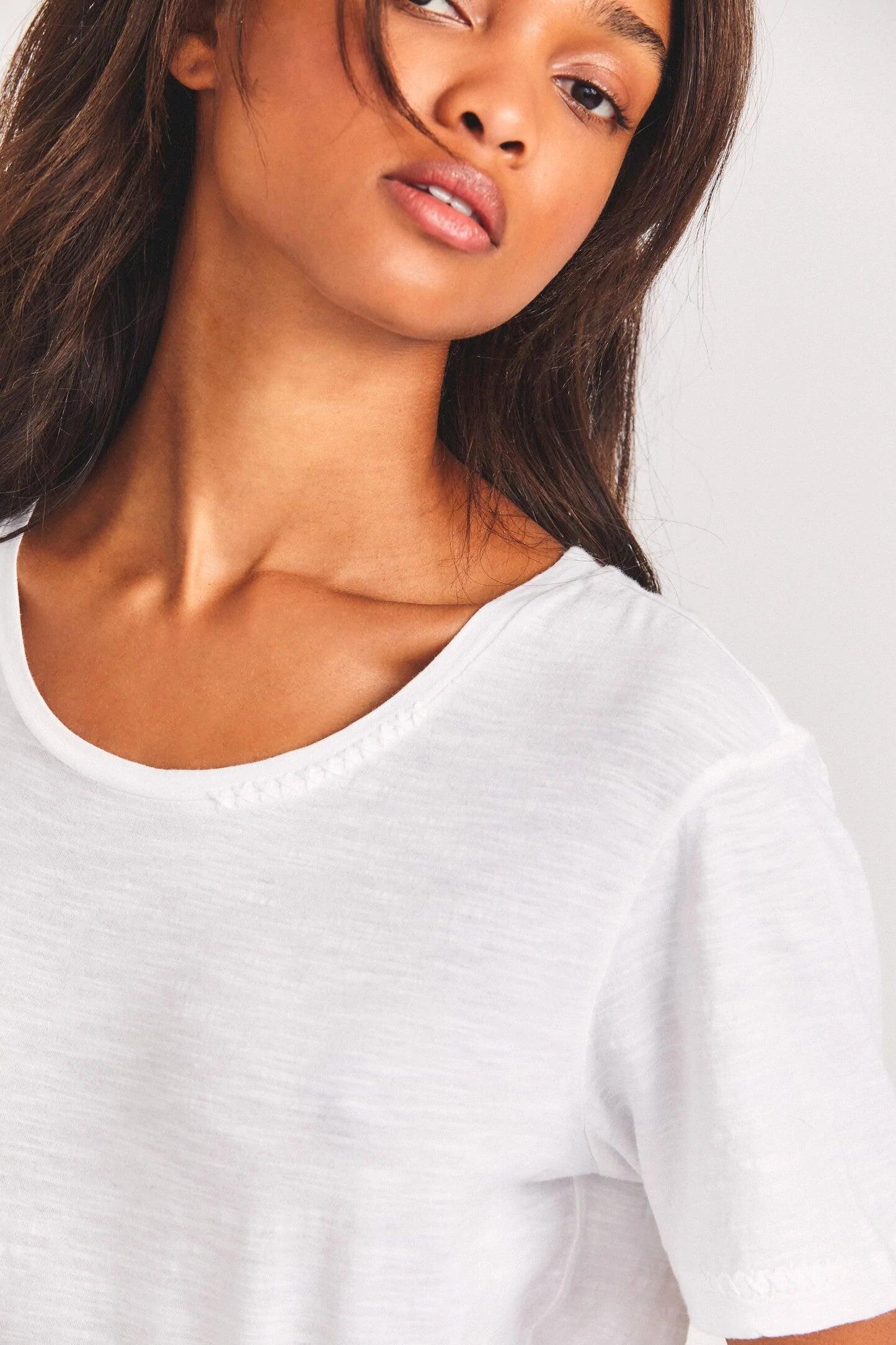 White  Scooped Neck T Shirt