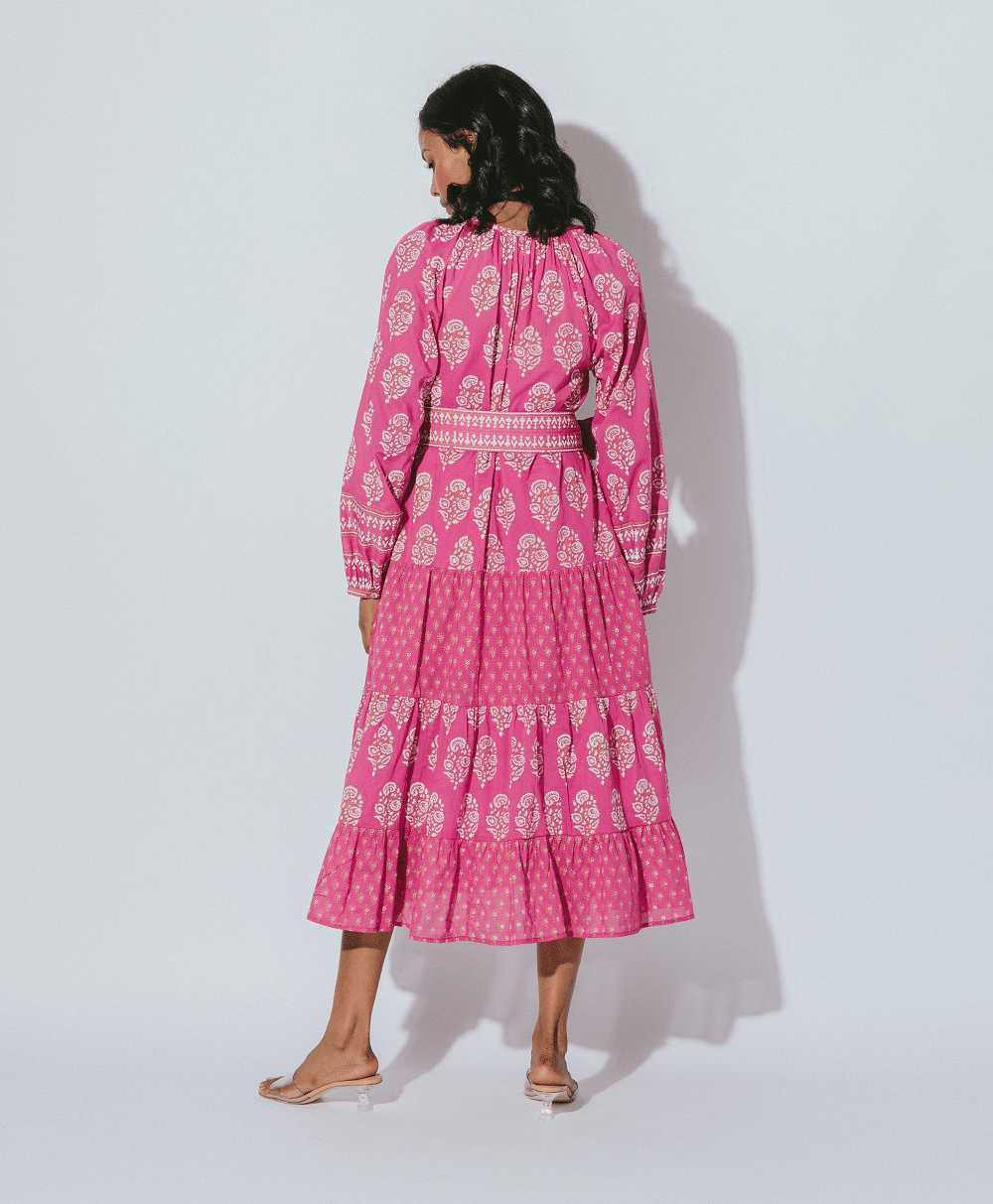 Fiji Midi Dress Mix Block Print - Dress