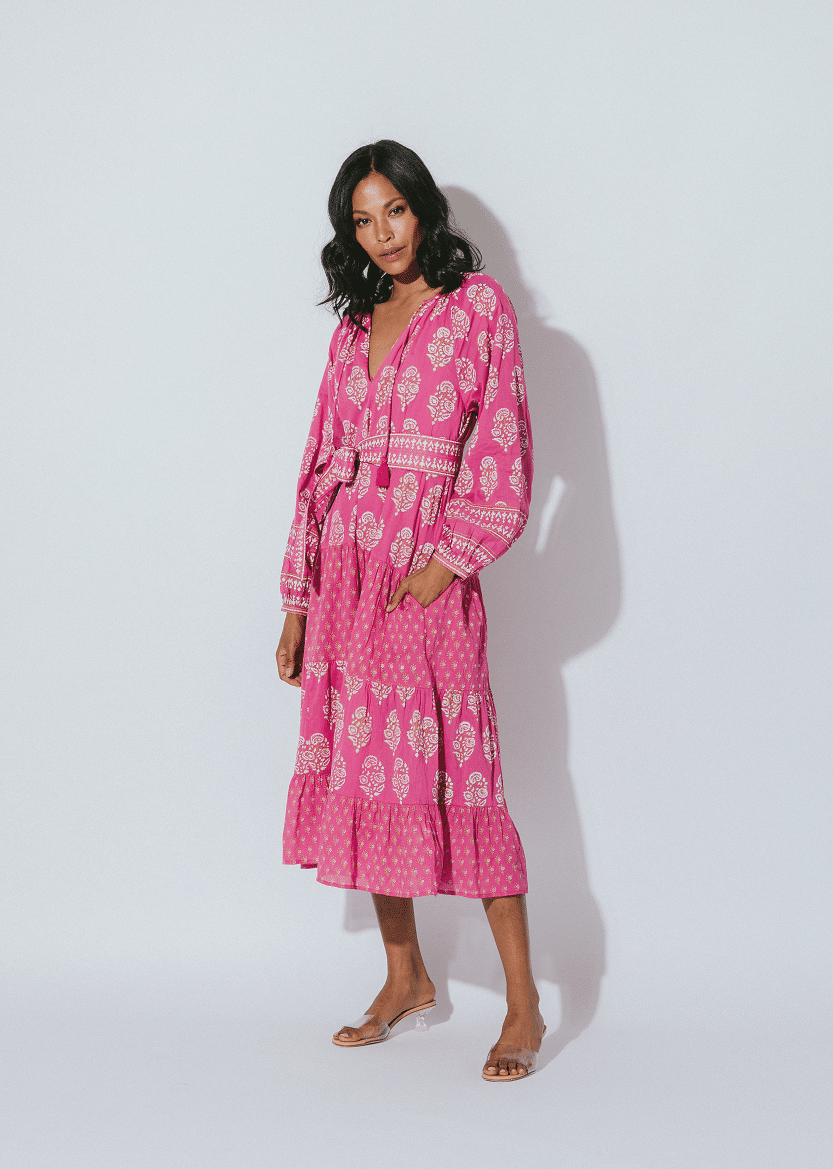 Fiji Midi Dress Mix Block Print - Dress