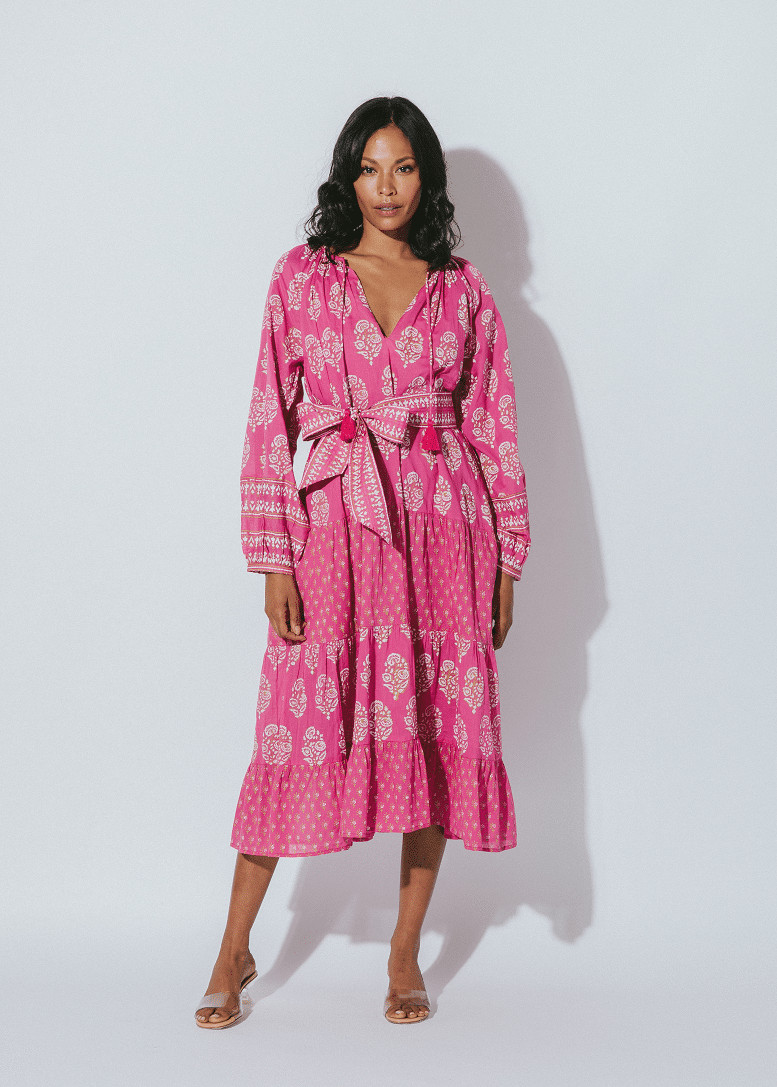 Fiji Midi Dress Mix Block Print - Dress