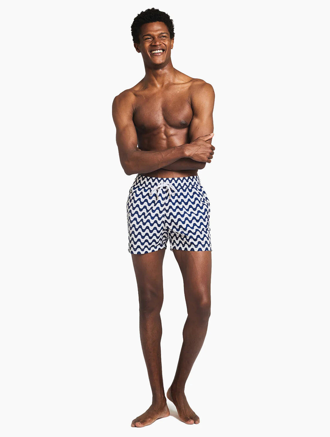 Men’s Swim Trunks with Wavy Print - Swim Shorts