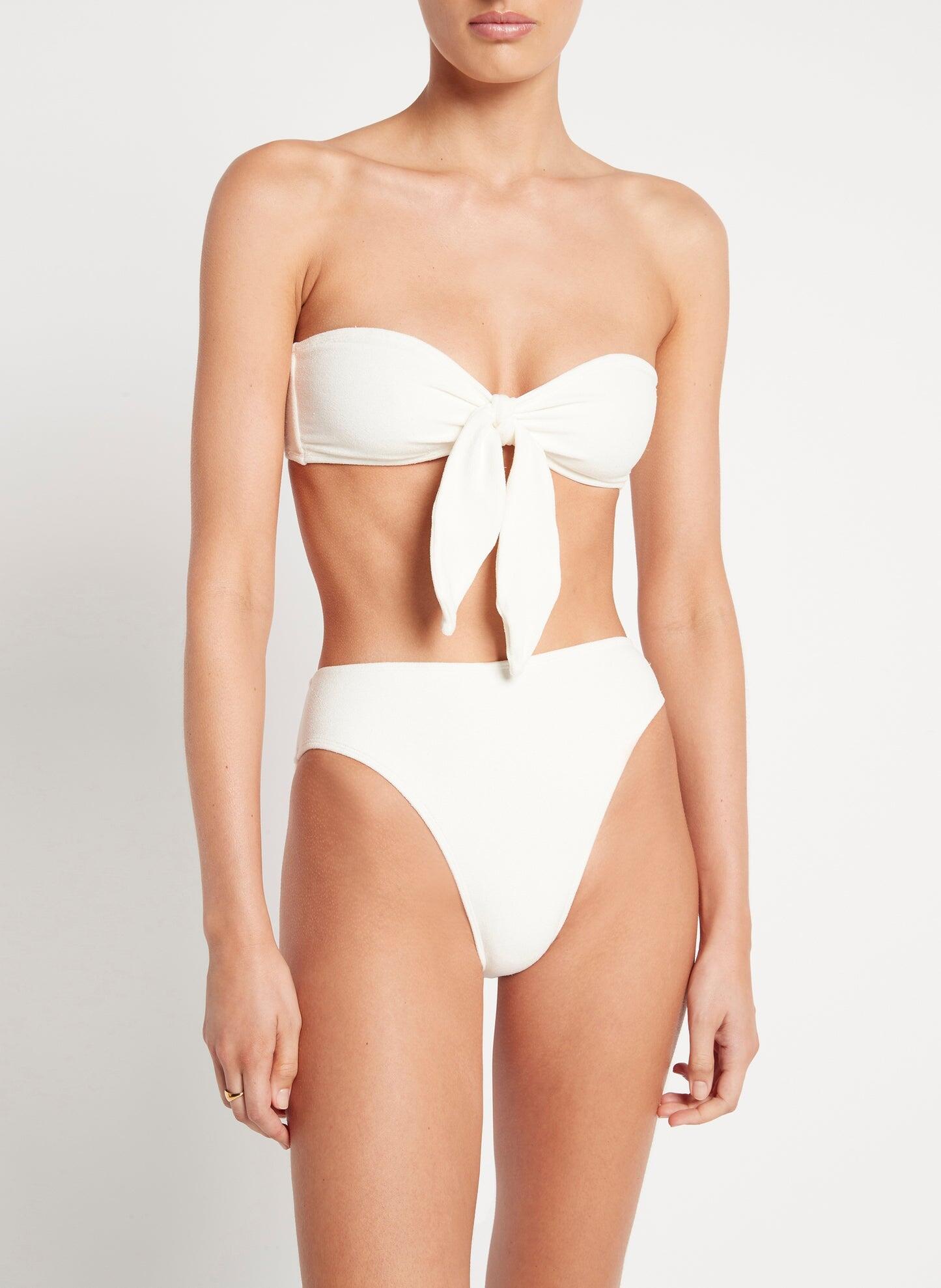 Bandeau bikini top store with high waisted bottoms