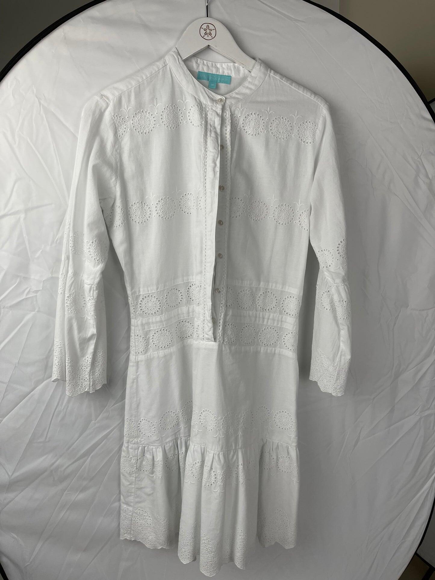 Load image into Gallery viewer, Embroidery Button Dress White
