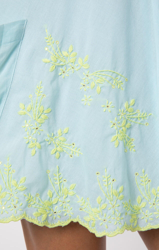 Swing Dress with Low Back: Dual Pink Lotus Embroidery - O/S - Dress