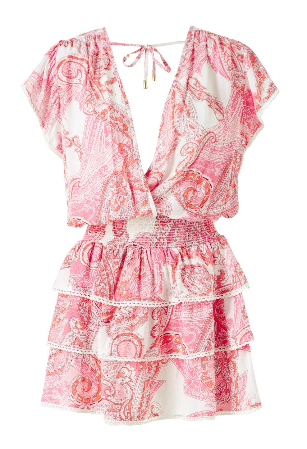 Short Summer Dress Pink/White | Designer Summer Dress 