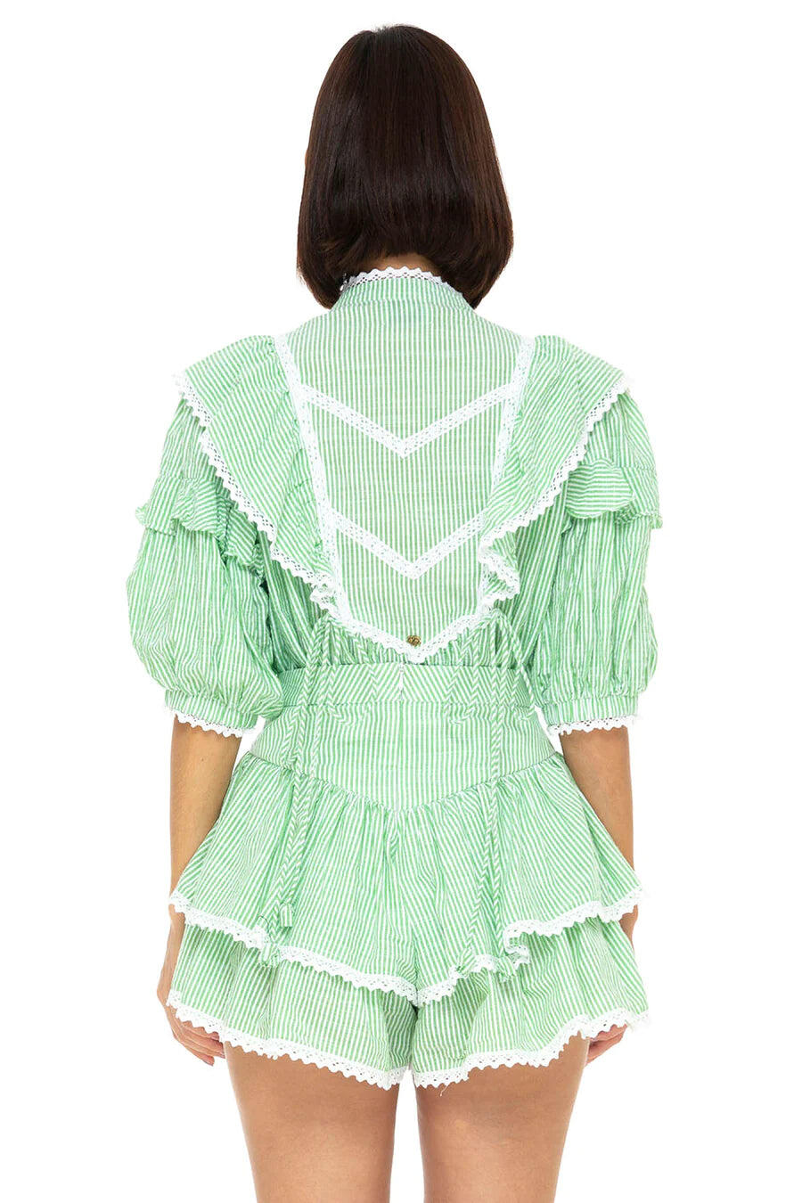 Gabriella Shorts Seersucker Green Apple - Shorts