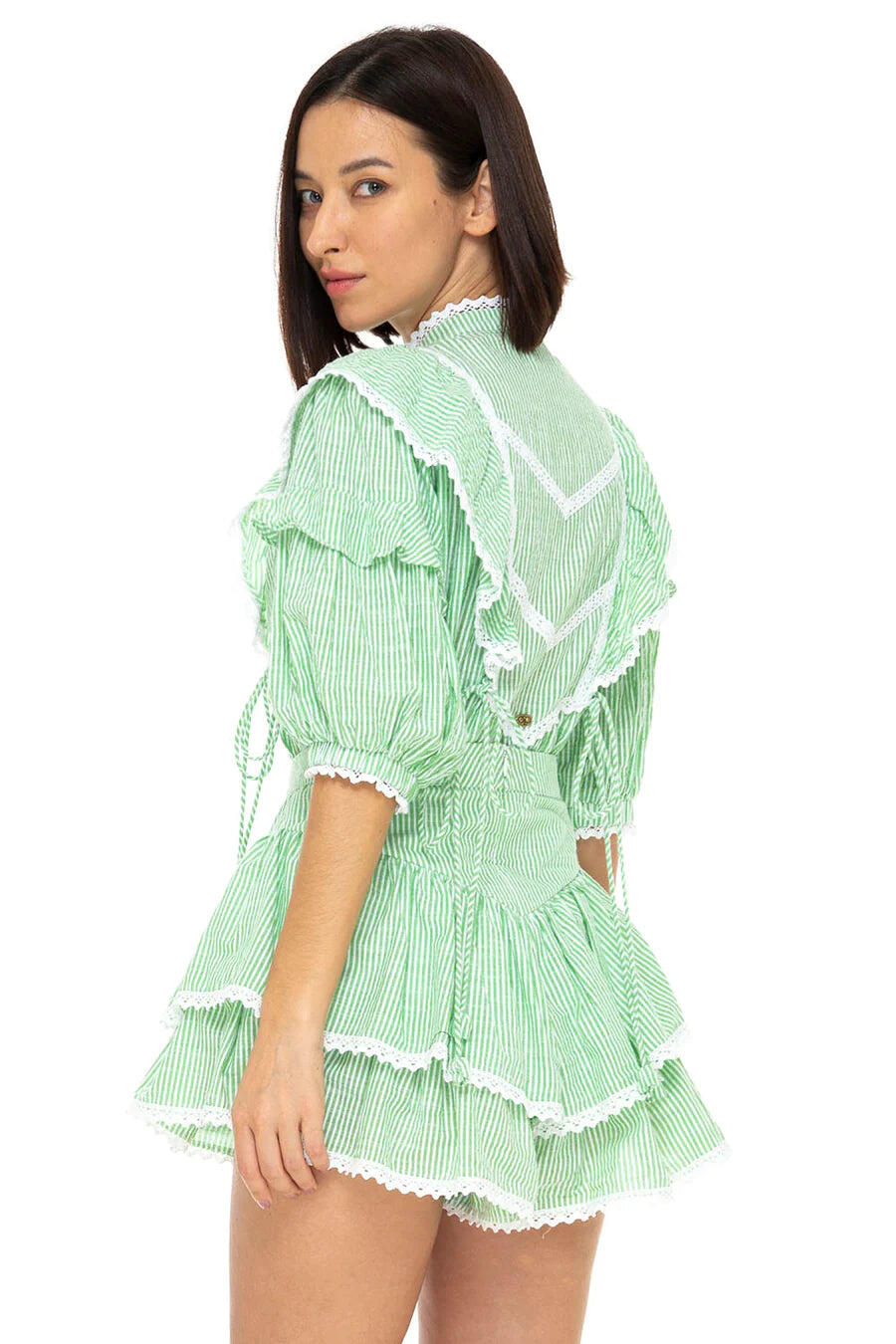Gabriella Shorts Seersucker Green Apple - Shorts
