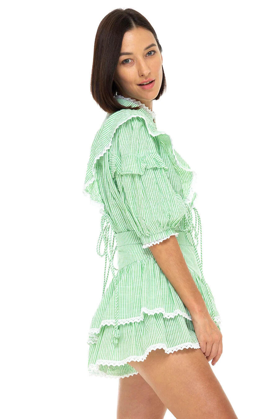 Gabriella Shorts Seersucker Green Apple - Shorts