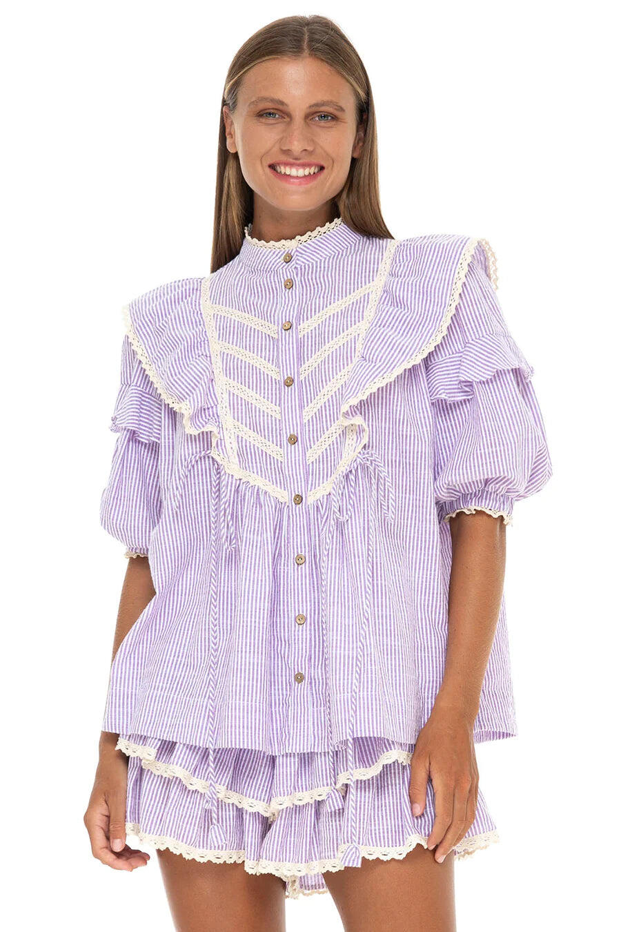 Bellatrix Blouse Seersucker Prune - Top