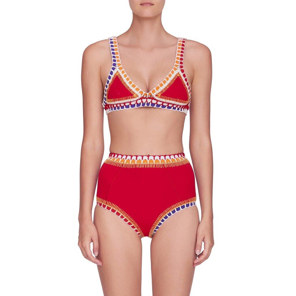 Kaia High Waist Bikini Bottom Red - Bikini Bottom