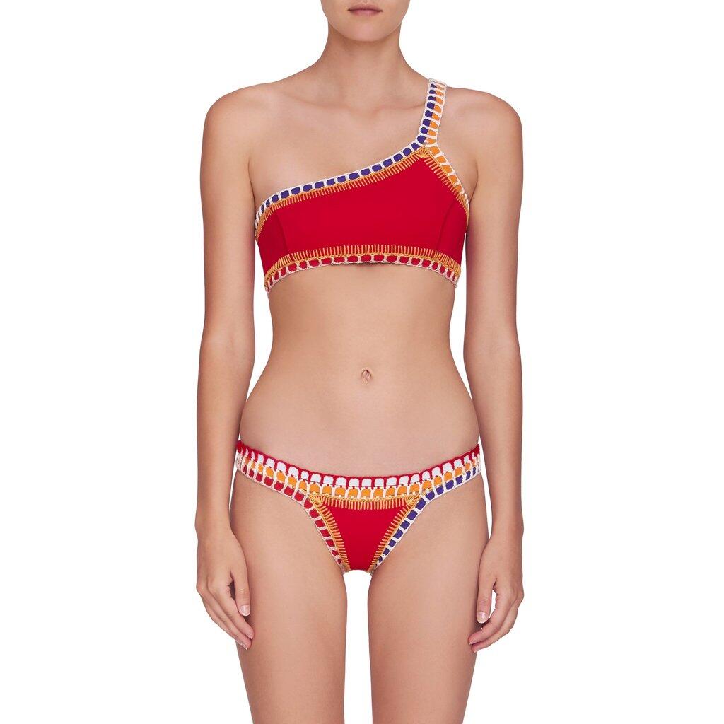 Kaia One Shoulder Top Red - Bikini Top
