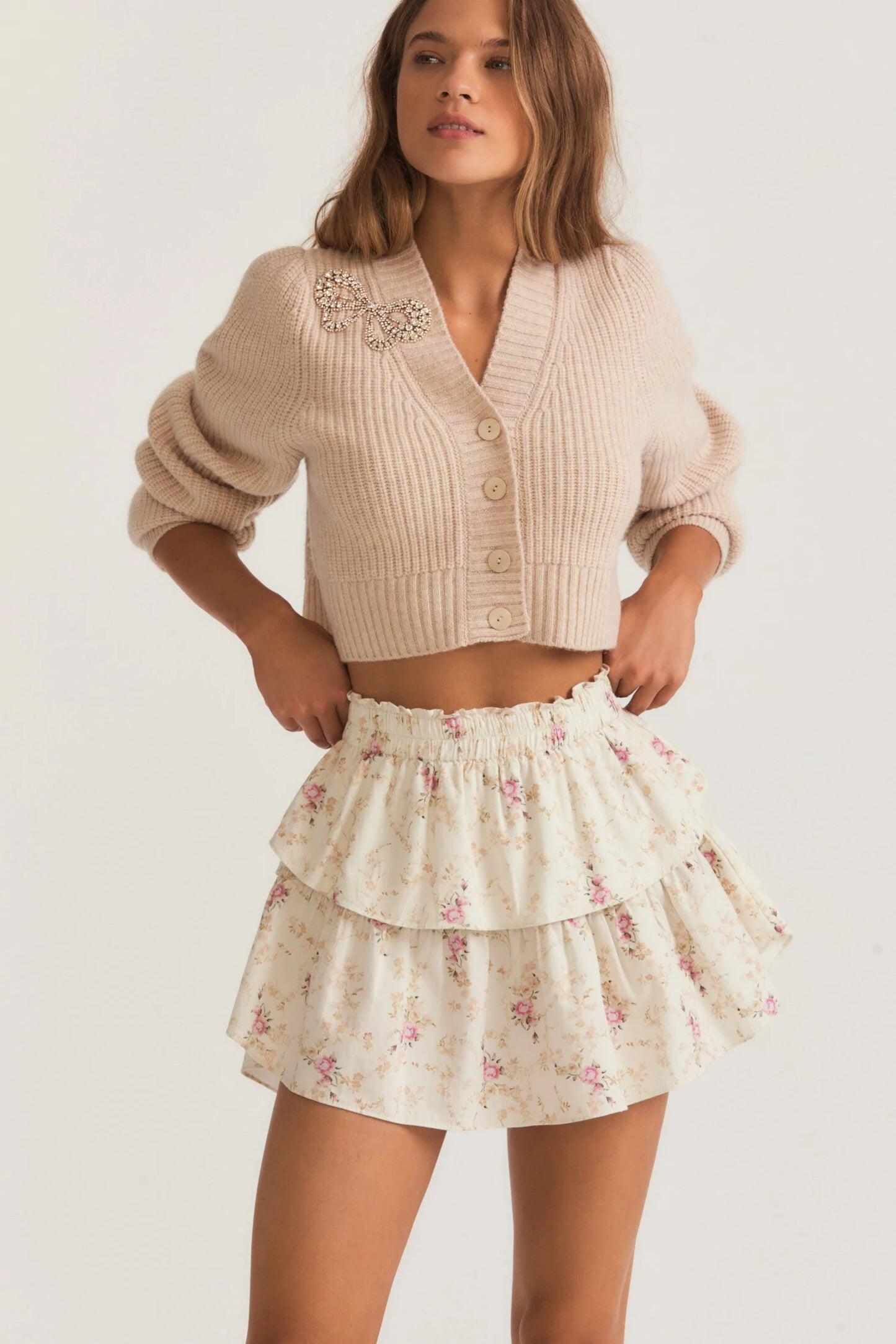 Womens Floral Mini Skirt