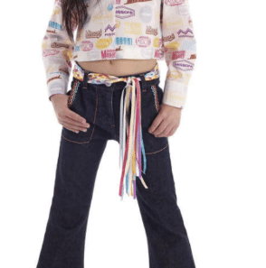 Girl Wearing Multicolour Belt with Tassels