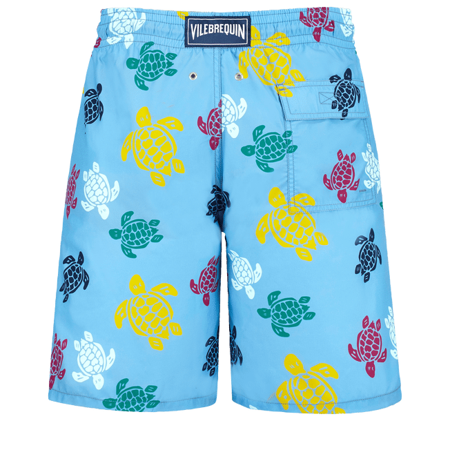 Blue Printed Board Shorts with Back Pocket