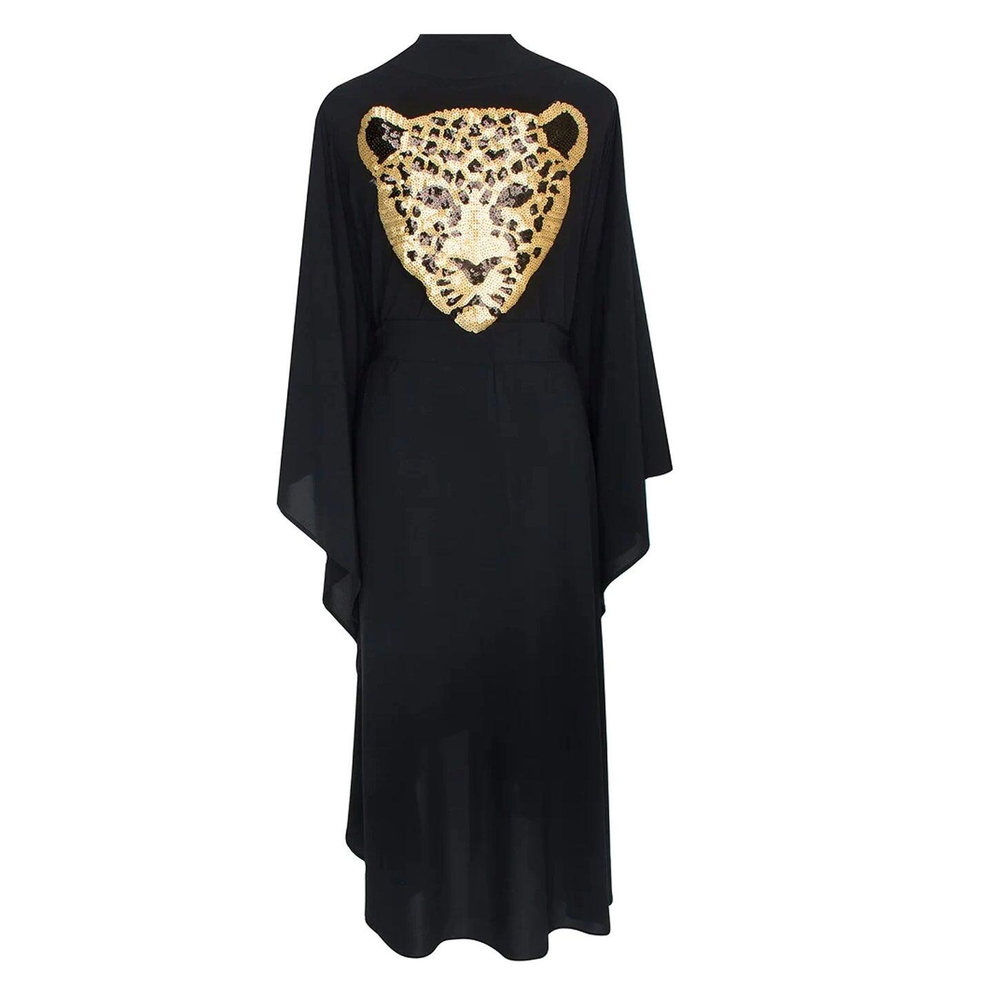 Black Long Kimono Panther In Black - Kimono