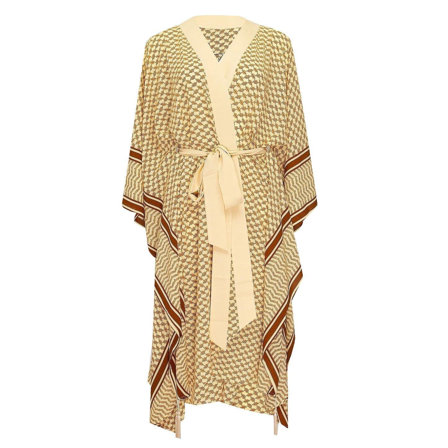 Desert Kimono Skull Biege Long - Kimono