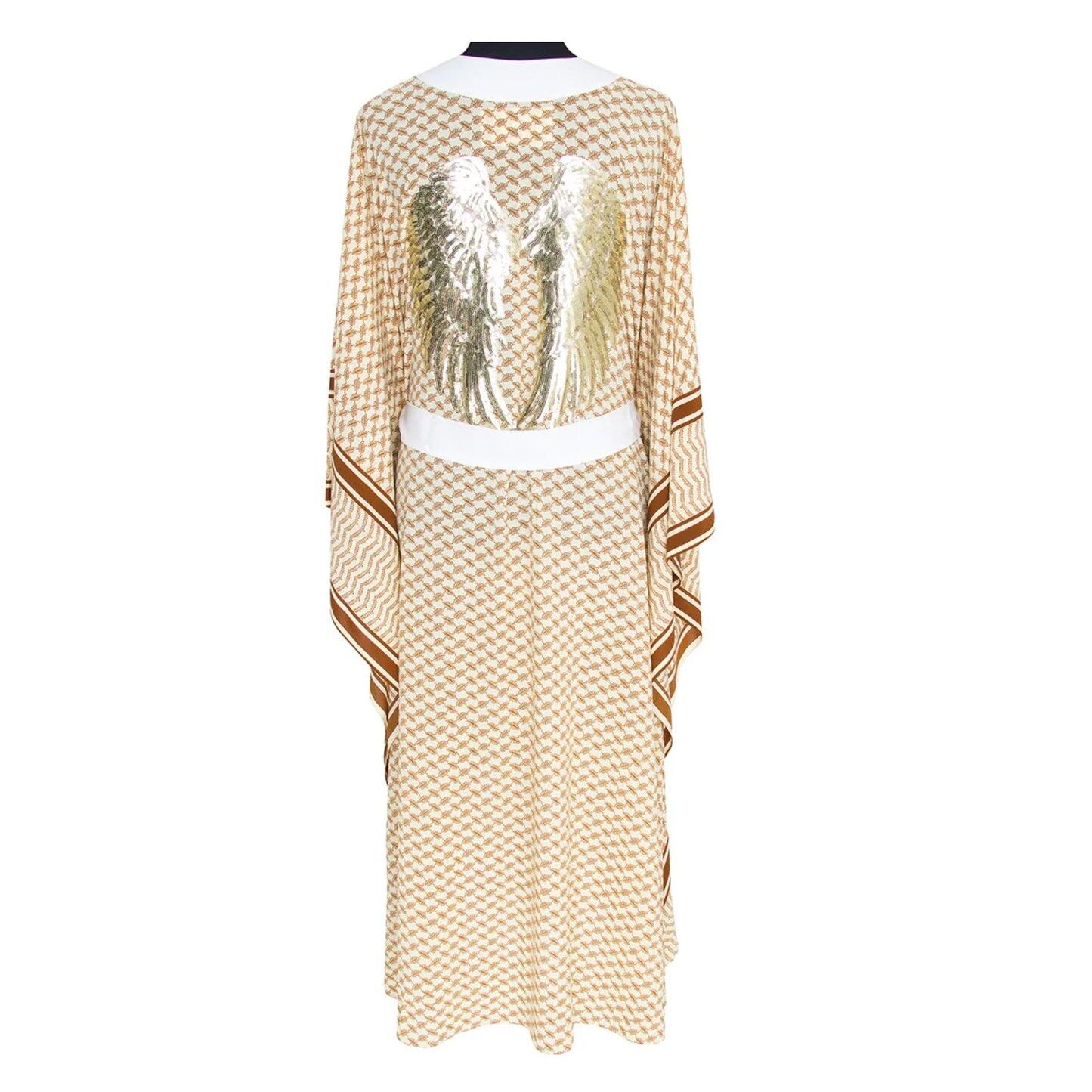Desert Sand Long Kimono Wings Gold Sequin - Kimono