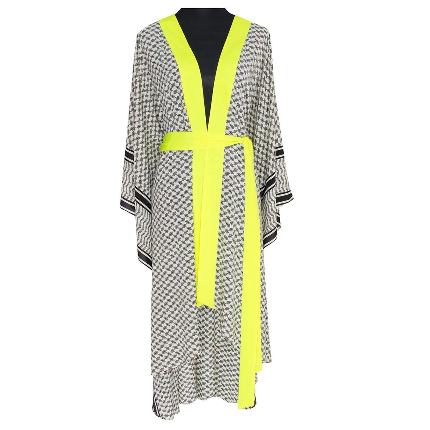 Desert Tribe Long Kimono Wings In Neon Yellow - Kimono