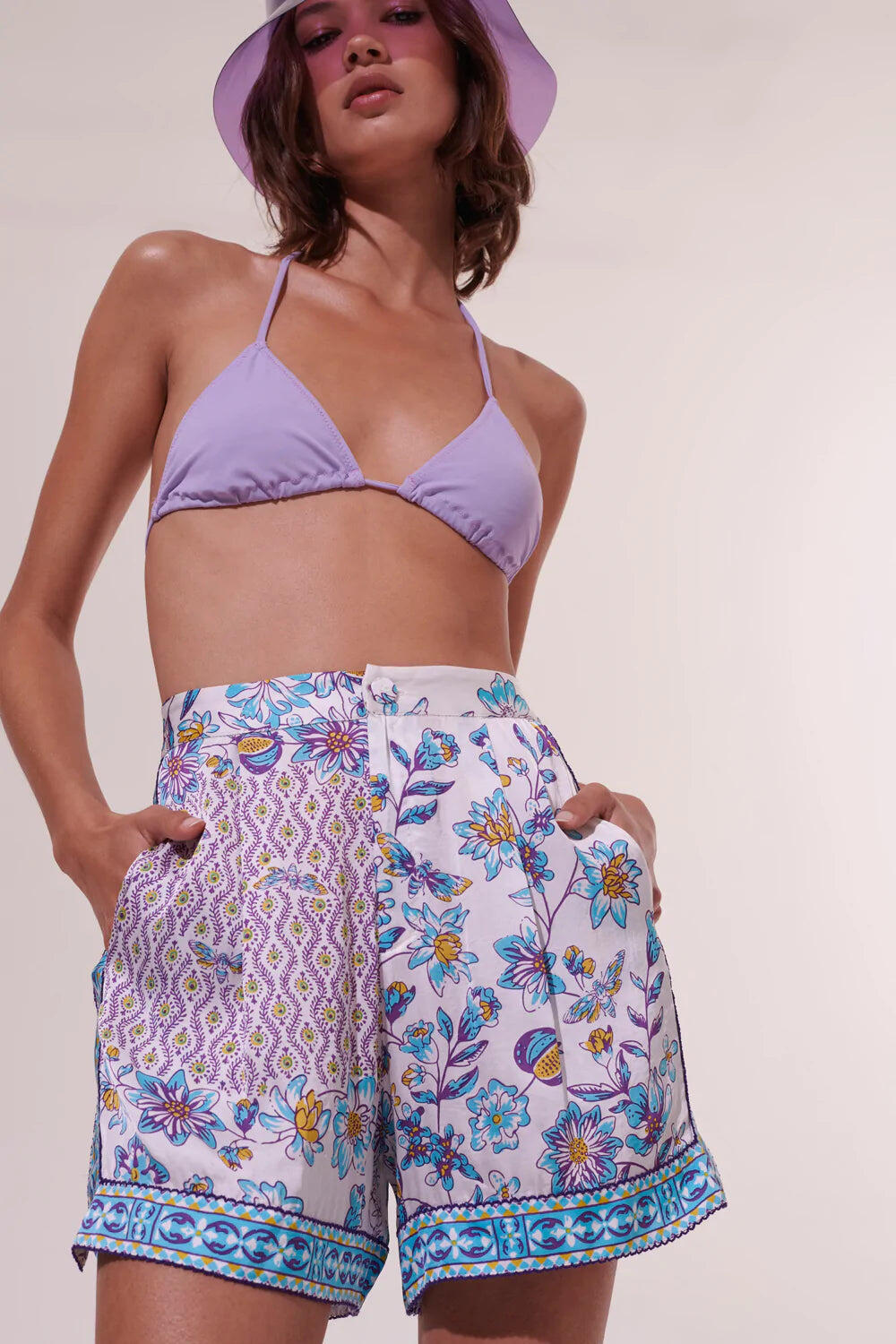 Short Isabelle Botanique White Blue - Shorts