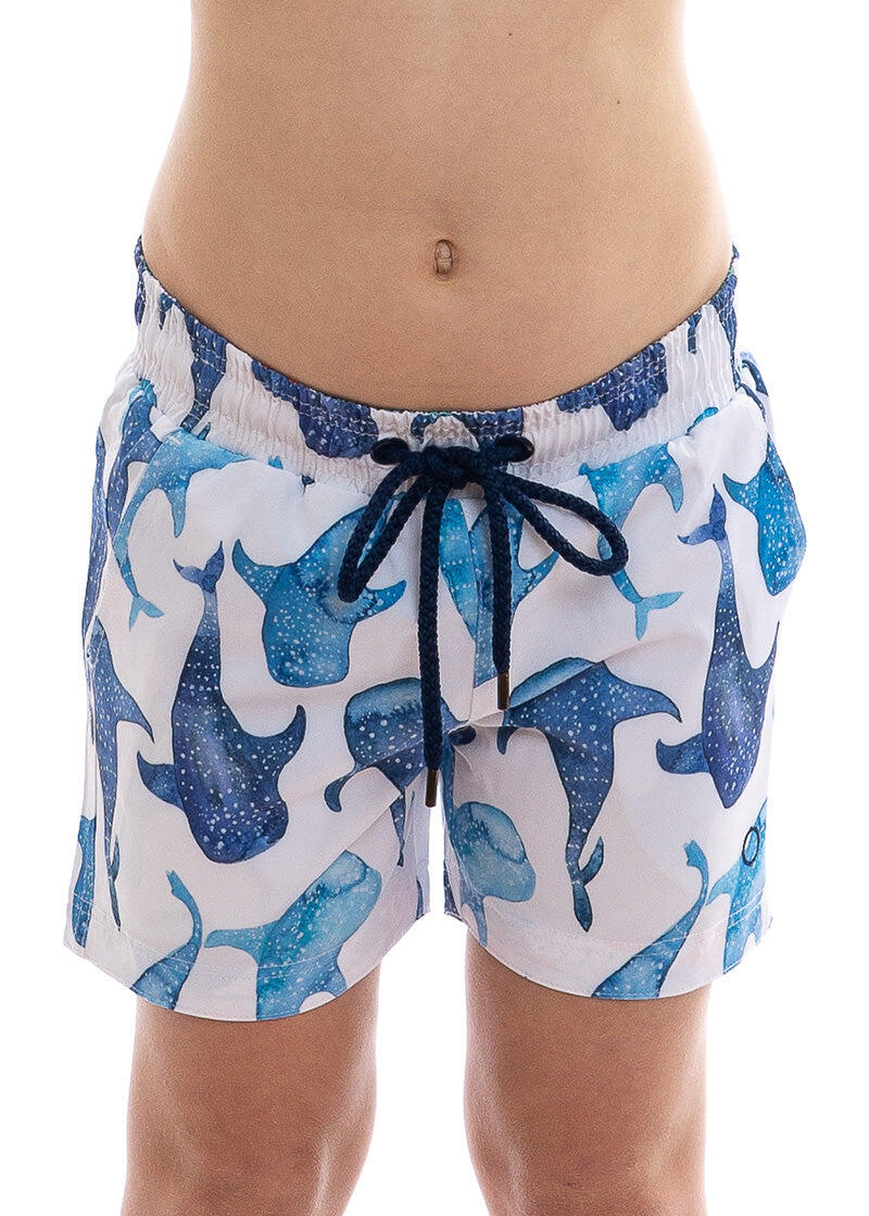 Boys Swim Shorts with Whale Sharks Print