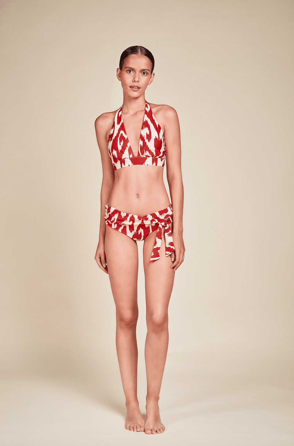 Load image into Gallery viewer, Missy Halter Bikini Top Africa Rojo

