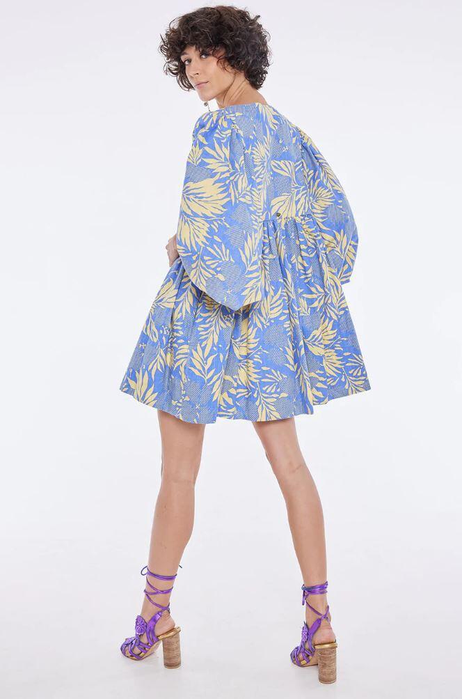 Load image into Gallery viewer, Madhu Mini Dress Palm Lavender/Lemon
